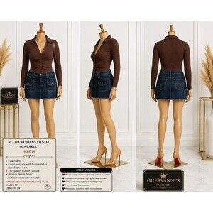 Cato Skirt Women’s Denim Mini Skirt Size 14 Dark Wahh Low Rise Cargo Y2K Pockets